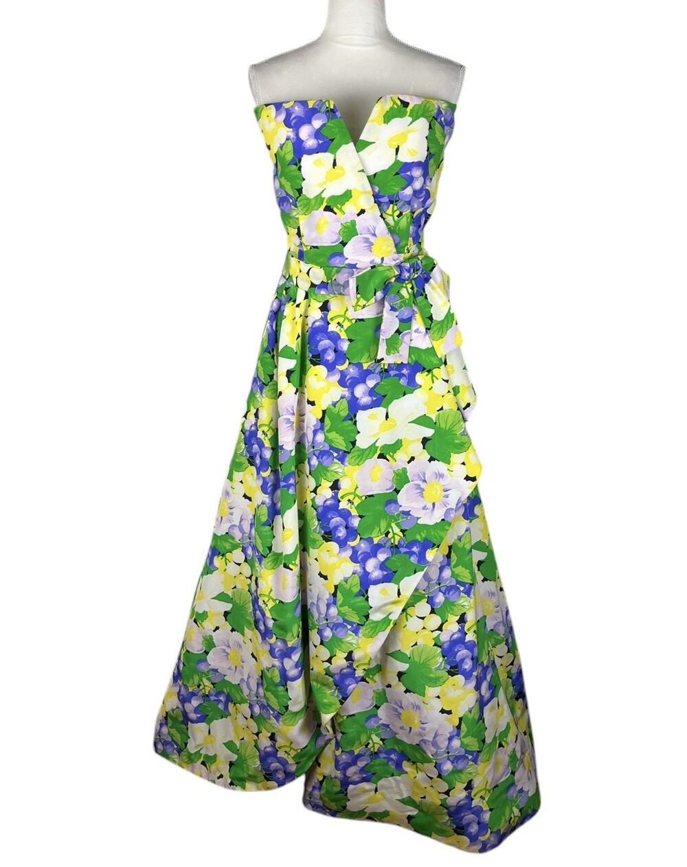 Vintage Deadstock Arnold Scaasi Floral Maxi Strapless Heritage Gown Size 10 NWT